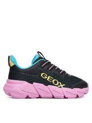 Geox Sneakersy J Flexyper Fast J55N5A 0T99J C9240 S Czarny. Czarne buty sportowe dziewczęce Geox, bez wzorów, z materiału, bez zapięcia. Za 199.99 zł.