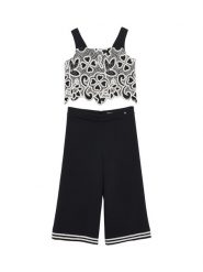 Abel & Lula Komplet bluzka i spodnie 5217 Czarny Regular Fit. Czarne bluzki i koszule dziewczęce Abel & Lula, bez wzorów, z syntetyku, bez kołnierzyka, bez ramiączek. Za 409.99 zł.