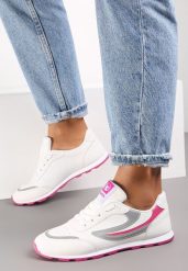 Biało-Różowe Buty Sportowe Regines. Białe obuwie sportowe casual damskie Renee, z dresówki. Za 69.99 zł.