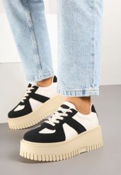 Czarno-Beżowe Sneakersy w Stylu Tenisówek na Platformie z Tłoczeniami Firreis. Czarne kombinezony damskie Born2be, bez wzorów, z jeansu, casualowe, bez kołnierzyka, bez ramiączek. Za 99.99 zł.