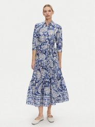 Luisa Spagnoli Sukienka koszulowa Pandoro 542129 Niebieski Regular Fit. Niebieskie sukienki damskie Luisa Spagnoli, bez wzorów, z bawełny, bez ramiączek. Za 1,429.00 zł.