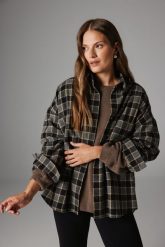 KOSZULA ANA CZARNO- SZARA M - Flawless. Czarne koszule damskie Flawless, m, bez wzorów, z bawełny, klasyczne, bez kołnierzyka, bez ramiączek. Za 579.00 zł.