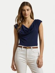 LAUREN RALPH LAUREN Bluzka 200889317001 Granatowy Relaxed Fit. Niebieskie bluzki damskie Lauren Ralph Lauren, xs, bez wzorów, z syntetyku, bez kołnierzyka, bez ramiączek. W wyprzedaży za 299.99 zł.