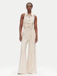 ACCESS FASHION Kombinezon 53-5500-133 Beżowy Regular Fit. Brązowe sukienki damskie ACCESS FASHION, bez wzorów, ze lnu, bez ramiączek. Za 729.99 zł.