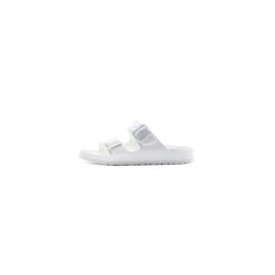 Klapki damskie Birkenstock Arizona Eva. Brązowe klapki damskie Birkenstock, bez wzorów, z materiału, bez obcasa, bez zapięcia. Za 376.00 zł.
