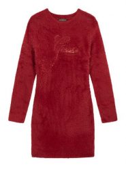 Guess Sukienka dzianinowa J6BK05 Z1294 Czerwony ciemny Regular Fit. Czerwone sukienki dziewczęce Guess, z aplikacjami, z dzianiny, bez ramiączek, proste. Za 284.99 zł.