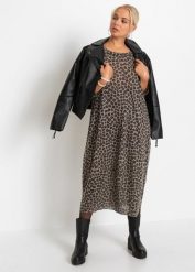Sukienka bombka shirtowa. Brązowe sukienki damskie bonprix, bez wzorów, eleganckie, bez ramiączek. Za 142.99 zł.