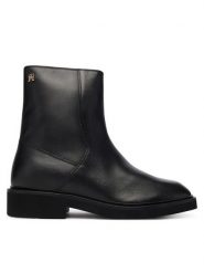 Tommy Hilfiger Botki Th Square Toe Leather Bootie FW0FW09046 Czarny. Czarne botki damskie Tommy Hilfiger, ze skóry, bez obcasa, na płaskiej podeszwie, bez zapięcia. Za 599.99 zł.