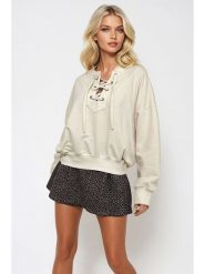 Trendyol Bluza w kolorze beżowym rozmiar: XL. Brązowe bluzy damskie Trendyol, xl, bez wzorów, z bawełny, bez kaptura. Za 88.02 zł.