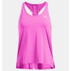 Top damski Under Armour Knockout Tank. Fioletowe koszulki sportowe damskie Under Armour, bez wzorów, bez ramiączek. Za 114.99 zł.