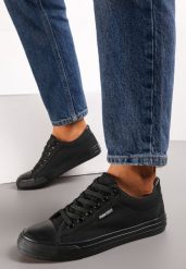 Czarne Trampki Sznurowane przed Kostkę Avanes. Czarne trampki damskie Renee, bez wzorów, przed kostkę, bez zapięcia. Za 49.99 zł.
