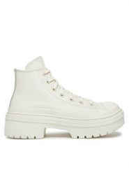 Converse Trzewiki Chuck Taylor All Star Lugged Heel Leather Platform A10370C Biały. Białe botki damskie Converse, ze skóry, retro, bez obcasa, na płaskiej podeszwie, bez zapięcia. Za 368.07 zł.