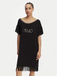 Liu Jo Beachwear Sukienka codzienna VA6031 JS360 Czarny Regular Fit. Czarne sukienki damskie Liu Jo Beachwear, bez wzorów, z wiskozy, bez ramiączek. Za 469.99 zł.