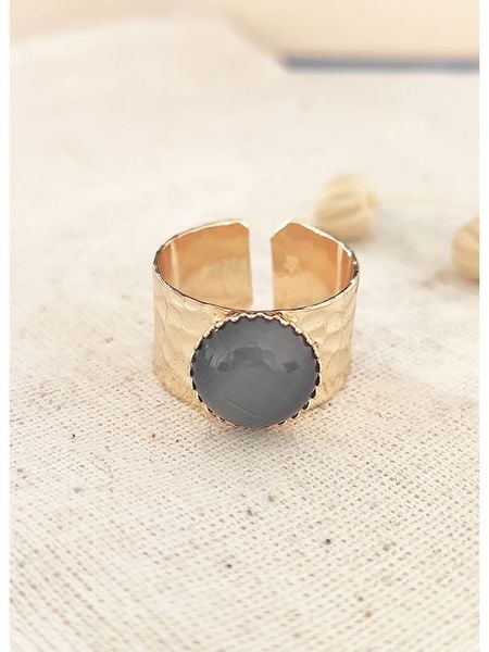 Atelier MIU Pozłacany pierścionek z tygrysim okiem rozmiar: onesize. Czarne pierścionki damskie atelier MIU, pozłacane. Za 130.81 zł.