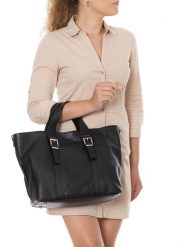 Lia Biassoni Skórzany shopper bag "Balme" w kolorze czarnym - 33 x 28 x 16 cm rozmiar: onesize. Czarne shopper bag Lia Biassoni, bez wzorów, z materiału, na ramię, bez dodatków. Za 347.99 zł.