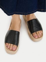 Calvin Klein Klapki Flatf Espa Mule Lth Mg HW0HW03027 Czarny. Czarne klapki damskie Calvin Klein, bez wzorów, ze skóry, bez obcasa, bez zapięcia. Za 258.99 zł.