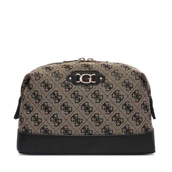 Kosmetyczka Guess. Brązowe kosmetyczki damskie Guess, z aplikacjami, z materiału. Za 264.99 zł.