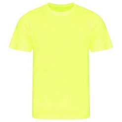 Gładka Koszulka Unisex Dla Dorosłych. Żółte bluzki damskie JUST COOL, bez wzorów, sportowe, bez kołnierzyka, bez ramiączek. Za 44.99 zł.