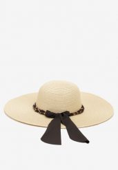 Czarno-Beżowy Kapelusz ze Splecioną Apaszką Boho z Naturalnej Plecionki Aielis. Czarne kapelusze damskie Renee, bez wzorów, boho. Za 39.99 zł.