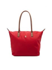 Tommy Hilfiger Torebka Popette Tote AW0AW17711 Czerwony. Czerwone torebki klasyczne damskie Tommy Hilfiger, z materiału, bez dodatków. Za 409.99 zł.
