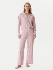 Tommy Hilfiger Piżama UW0UW06142 Różowy Relaxed Fit. Czerwone piżamy damskie Tommy Hilfiger, bez wzorów, z bawełny, bez ramiączek. Za 339.99 zł.