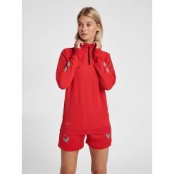 Damska bluza z zamkiem błyskawicznym Hummel Lead. Czerwone bluzy damskie Hummel, na wiosnę, xl, bez wzorów, z elastanu, bez kaptura. Za 182.20 zł.