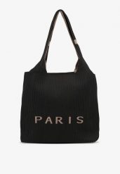 Czarna Torebka Shopperka z Ozdobnymi Tłoczeniami Salunetia. Czarne shopper bag Born2be, z jeansu, z tłoczeniem, bez dodatków. Za 74.99 zł.