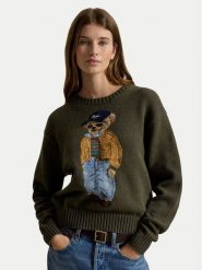 Polo Ralph Lauren Sweter 211B17762001 Zielony ciemny Relaxed Fit. Zielone swetry klasyczne damskie Polo Ralph Lauren, xl, z bawełny, bez kołnierzyka. Za 2,699.00 zł.
