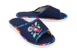 METEOR 060 FOLK granatowy/niebieski, kapcie damskie. Niebieskie kapcie damskie Meteor. Za 47.99 zł.