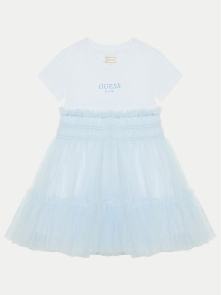 Guess Sukienka codzienna K5RK14 K6YW0 Biały Regular Fit. Białe sukienki dziewczęce Guess, z aplikacjami, z bawełny, bez ramiączek, proste. Za 159.99 zł.