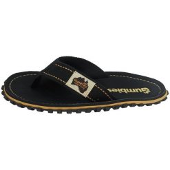 Japonki Gumbies Islander Flip-Flops Classic GU-FFISL117 czarne. Czarne klapki damskie bez wzorów, z bawełny, bez obcasa, bez zapięcia. Za 251.93 zł.