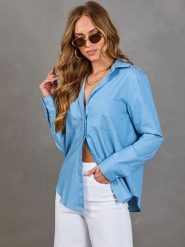 LA Angels Koszula w kolorze błękitnym rozmiar: M. Niebieskie koszule damskie LA Angels, m, bez wzorów, z bawełny, bez kołnierzyka, bez ramiączek. Za 204.95 zł.