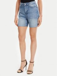 Guess Szorty jeansowe W5GD47 D5B94 Niebieski Regular Fit. Niebieskie szorty damskie Guess, z aplikacjami, z jeansu. Za 219.99 zł.