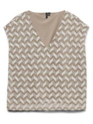 Vero Moda Bluzka w kolorze kremowo-szarobrązowym rozmiar: M. Brązowe bluzki damskie Vero Moda, m, bez wzorów, bez kołnierzyka, bez ramiączek. Za 89.95 zł.