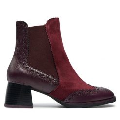 Botki Hispanitas. Czerwone botki damskie Hispanitas, bez obcasa, na słupku, bez zapięcia. Za 629.99 zł.