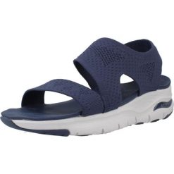 Sandały SKECHERS ARCH FIT Niebieski. Niebieskie sandały damskie Skechers, bez wzorów, z materiału, bez obcasa, bez zapięcia. Za 267.99 zł.