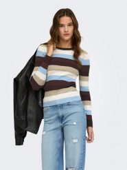 ONLY Sweter w kolorze brązowo-beżowym rozmiar: XL. Brązowe swetry klasyczne damskie Only, xl, bez kołnierzyka. Za 89.95 zł.