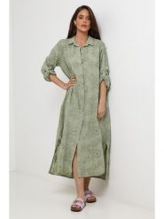 Lin Passion Lniana sukienka w kolorze zielonym rozmiar: 34/36. Zielone sukienki damskie Lin Passion, bez wzorów, ze lnu, klasyczne, bez ramiączek. Za 173.99 zł.