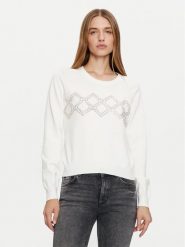 Liu Jo Sport Sweter TF4286 MS63L Biały Regular Fit. Białe swetry klasyczne damskie Liu Jo Sport, l, z wiskozy, bez kołnierzyka. Za 479.99 zł.