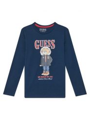 Guess Bluzka L5BI09I3Z14 Granatowy Regular Fit. Niebieskie t-shirty i koszulki chłopięce Guess, z aplikacjami, z bawełny, bez kołnierzyka, bez ramiączek. Za 89.99 zł.