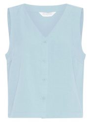 MOSS COPENHAGEN Bluzka w kolorze błękitnym rozmiar: XL. Niebieskie bluzki damskie Moss Copenhagen, xl, bez wzorów, bez kołnierzyka, bez ramiączek. Za 129.95 zł.