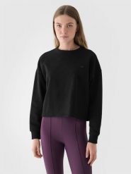 4F Bluza dresowa nierozpinana bez kaptura damska - czarna XL. Czarne bluzy damskie 4F, xl, bez wzorów, z bawełny, bez kaptura. W wyprzedaży za 59.99 zł.