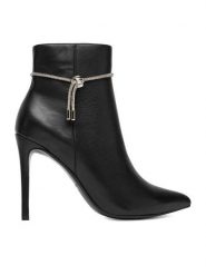 Eva Minge Botki EO-EVA-H1092 Czarny. Czarne botki damskie Eva Minge, ze skóry, bez obcasa, na szpilce, bez zapięcia. Za 359.99 zł.