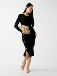 Guess Sukienka dzianinowa W6RK06 Z2YJ2 Czarny Regular Fit. Czarne sukienki damskie Guess, z aplikacjami, z dzianiny, bez ramiączek. Za 655.00 zł.