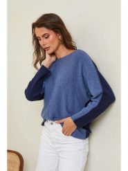 Joséfine Sweter "Dorog" w kolorze niebiesko-granatowym rozmiar: L. Niebieskie swetry klasyczne damskie Joséfine, l, z kaszmiru, bez kołnierzyka. Za 195.99 zł.