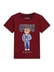 Guess T-Shirt N6RI05 K8HM4 Bordowy Regular Fit. Czerwone t-shirty i koszulki chłopięce Guess, z aplikacjami, z bawełny, bez kołnierzyka, bez ramiączek. Za 99.99 zł.