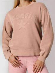 Bluza crewneck w stylu akademickim - brązowy. Brązowe bluzy damskie Sinsay, l, bez wzorów, bez kaptura. Za 45.99 zł.