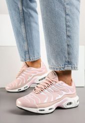 Jasnoróżowe Buty Sportowe Sneakersy z Geometrycznym Tłoczeniem Vulinea. Czerwone obuwie sportowe casual damskie Renee, z jeansu, trekkingowe. Za 129.99 zł.