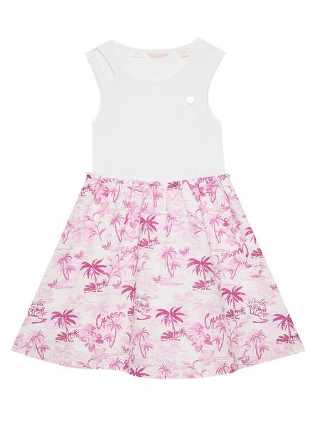 Guess Sukienka codzienna J5GK29 KCSQ4 Biały Classic Fit. Białe sukienki dziewczęce Guess, z aplikacjami, z bawełny, bez ramiączek, proste. Za 129.99 zł.