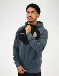 Nowoczesna bluza z kapturem Real Madryt. Czarne bluzy damskie REAL MADRID, s, bez wzorów, z bawełny, z kapturem. Za 284.23 zł.